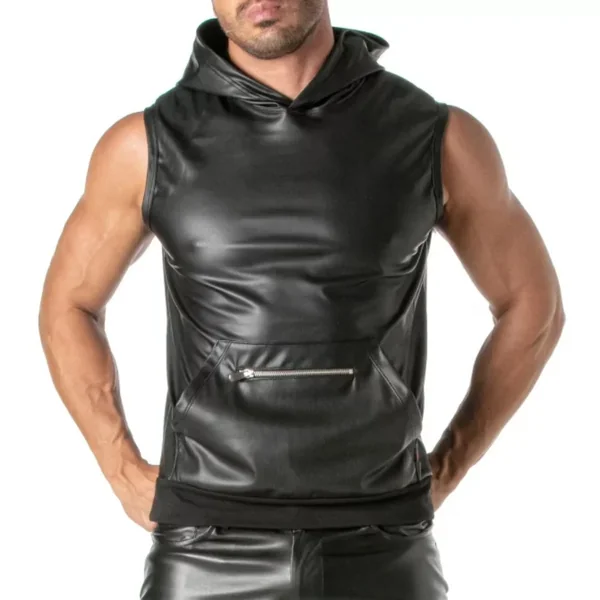 Kinky Zipped Pocket Sleeveless Hoodie – Size : XXL