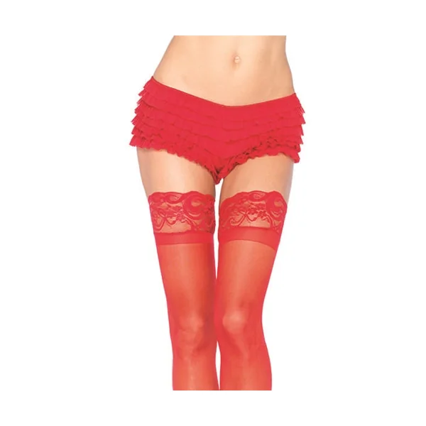 Lace Ruffle Tanga Shorts - One Size - Red