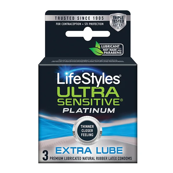 LIFESTYLES ULTRA SENSITIVE PLATINUM EXTRA LUBE 3PK