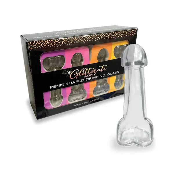 Little Genie – Glitterati Penis Drinking Glass Set of 4 | 6 Oz