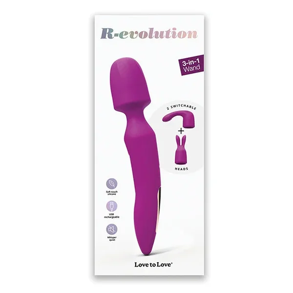 Love to Love R-Evolution Rotating Wand w/Two Attachments – Sweet Orchid