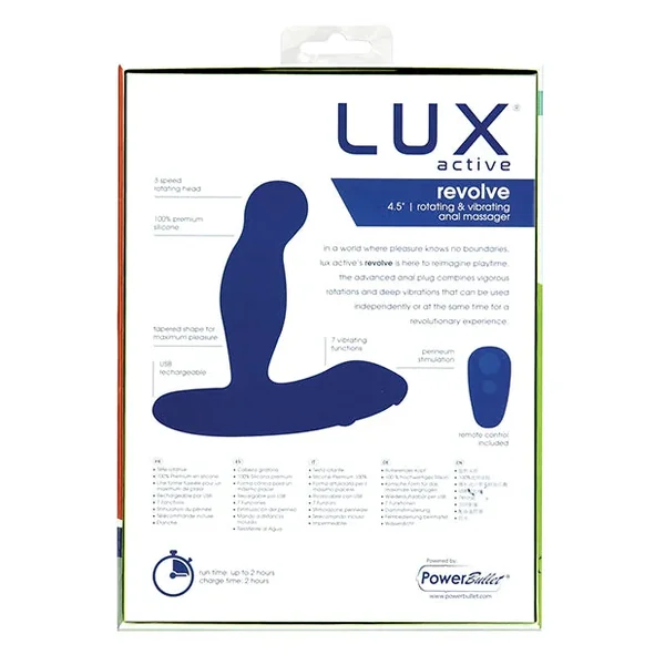 Lux Active Revolve 4.5″ Rotating & Vibrating Anal Massager – Dark Blue