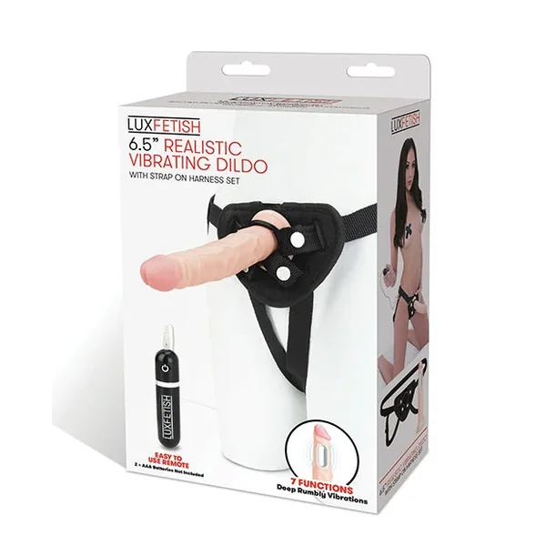 Lux Fetish 6.5″ Realistic Vibrating Dildo W/strap On Harness Set