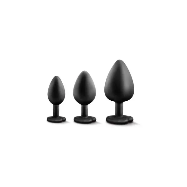 Luxe 3-Piece Bling Plug Training Kit with Red Gem Base, Black