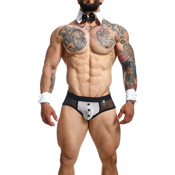 Male Basics Mob Maitre D Brief, Bow & French Cuffs Black/white Sm