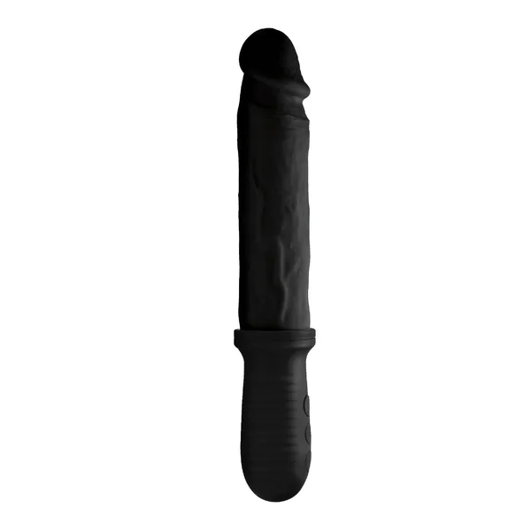 Master Series 8X Auto Pounder Vibrating & Thrusting Dildo w/Handle - Black
