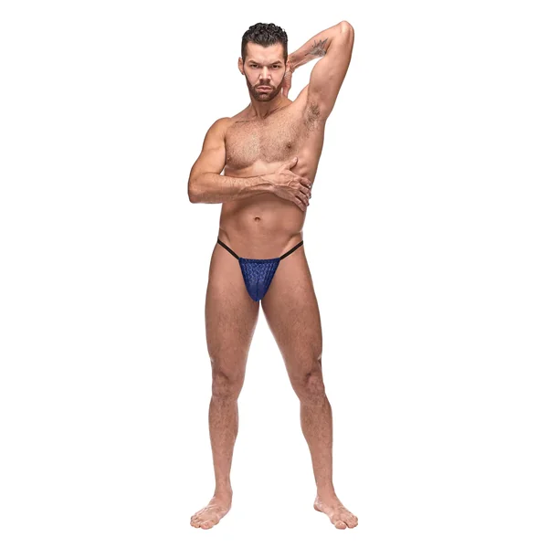 Men's Lingerie - Diamond Mesh Posing Strap - One Size - Navy
