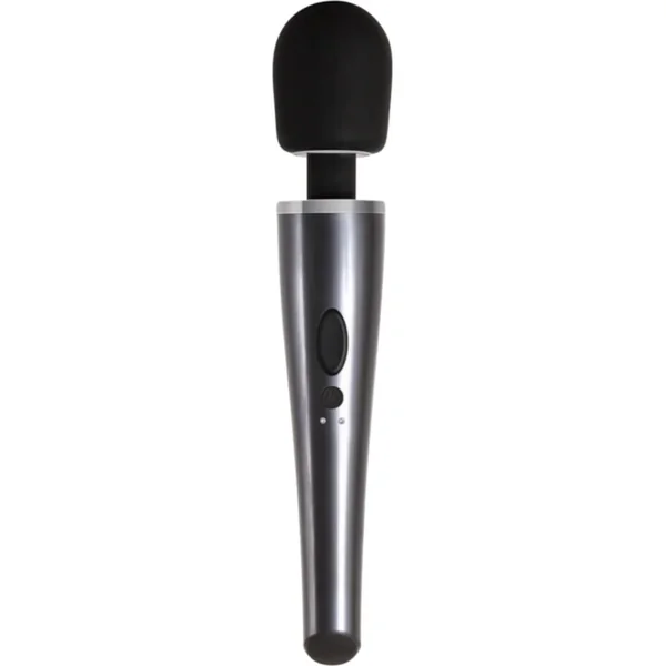 Mighty Metallic Wand Rechargeable Silicone Body Massager – Black