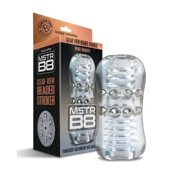 MSTR B8 Head Banger Beaded Clear-View Stroker - Clear