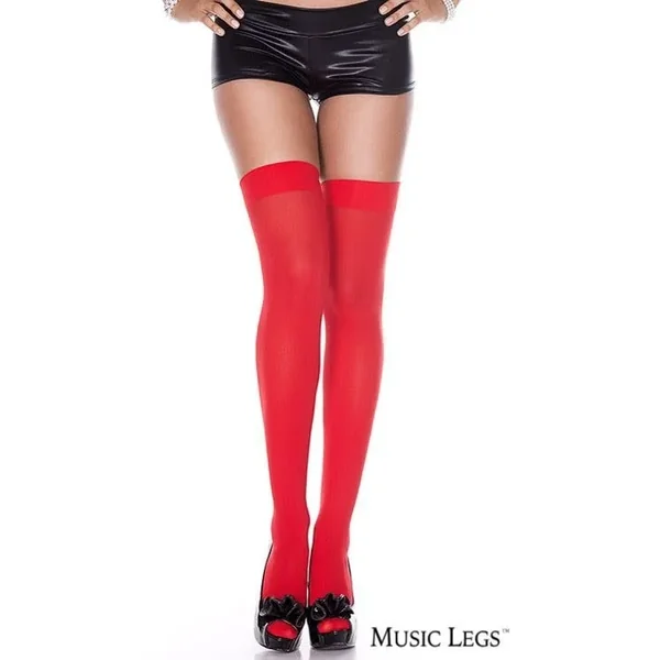 Music Legs – Opaque Thigh Highs – OS – Red
