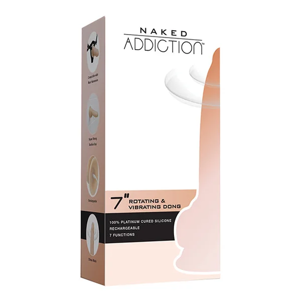Naked Addiction 7" Rotating & Vibrating Dong W-remote - Flesh
