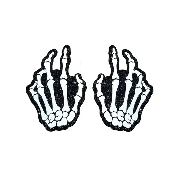 Neva Nude Holographic Skeleton Hands Pasties – White/Black O/S