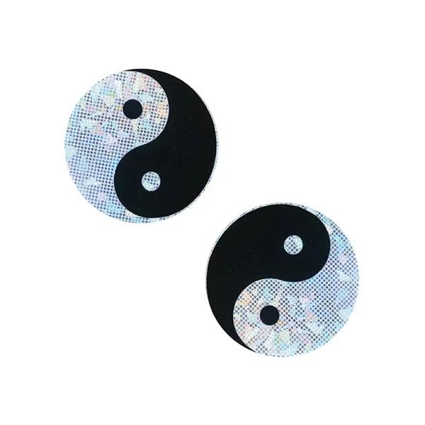 Neva Nude Ying Yang Holographic Fun Pasties – Black/Silver O/S