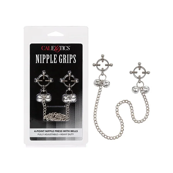 Nipple Grips 4-point Nipple Press With Bells - Silver