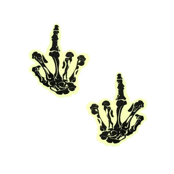 Nipztix Pasties Fuck You Glow In The Dark Skeleton Hand
