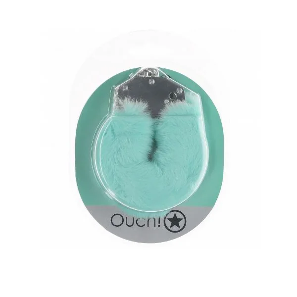 OUCH! HEAVY DUTY FLUFFY HANDCUFFS – POWDER GREEN