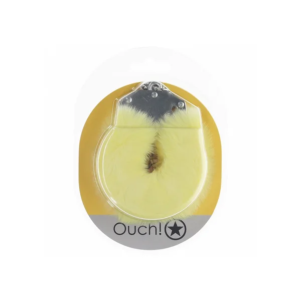 OUCH! HEAVY DUTY FLUFFY HANDCUFFS YELLOW