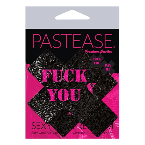 Pastease Fuck You Pay Me Cross - Black-pink O-s