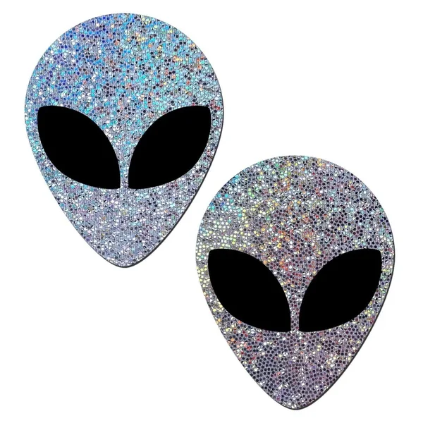Pastease Silver Glitter Alien Pasties with Black Eyes