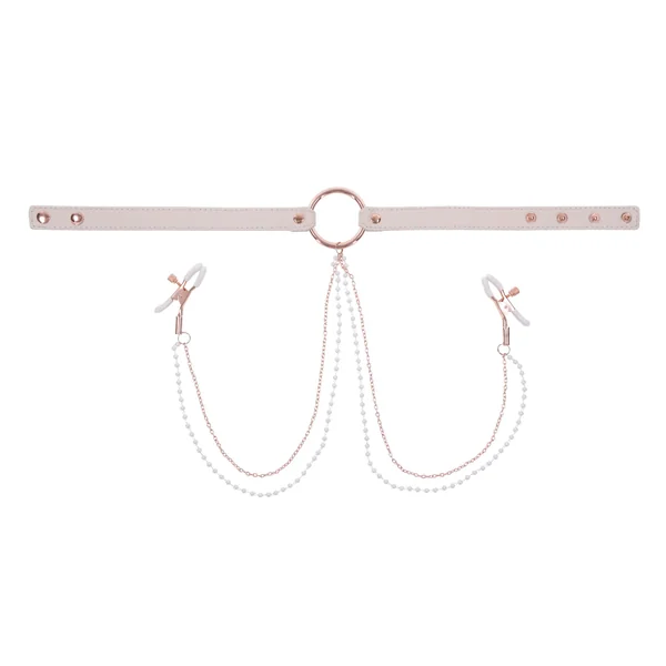 Peaches ‘N Creame Collar With Nipple Clamps - Pink