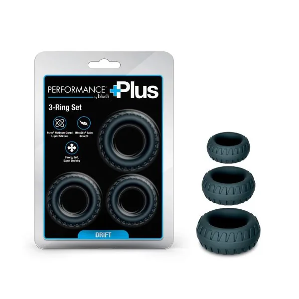 PERFORMANCE PLUS DRIFT 3 COCK RING SET BLACK