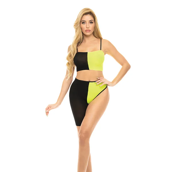Pink Lipstick Block You Out Bandeau & Bottom Black/yellow O/s