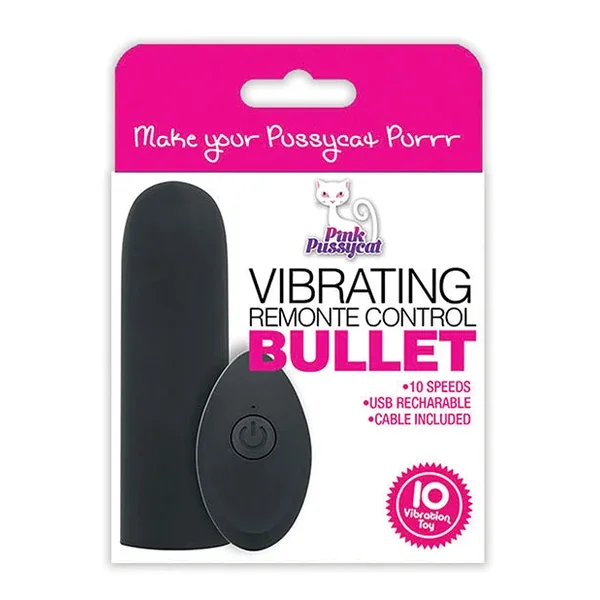 Pink Pussycat Vibrating Remote Control Bullet – Black