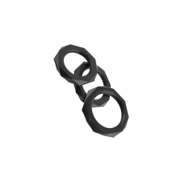 Pipedream Fantasy C-Ringz Silicone Designer Stamina 3-Piece Cock Ring Set, Black
