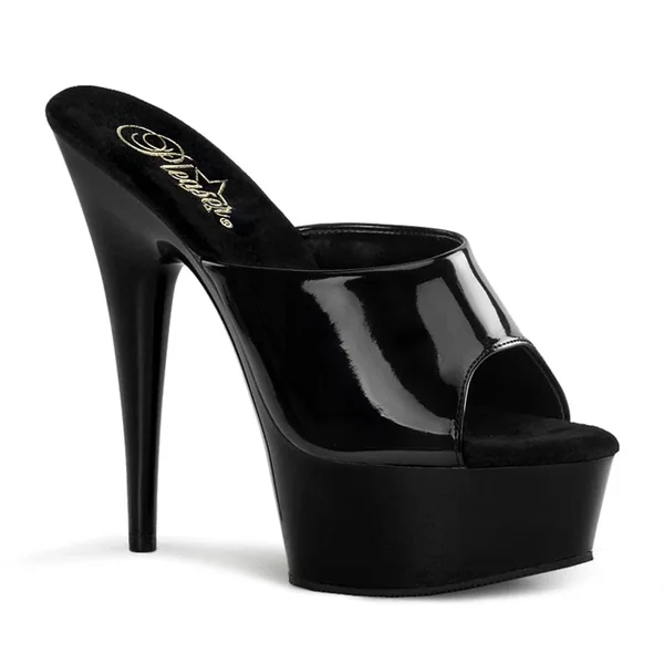 Pleaser – Delight 601 Black Platform Mules with 6 inch Heel | UK 2-11