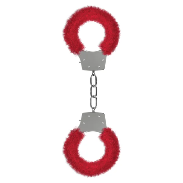 Pleasure Handcuffs Furry - Red