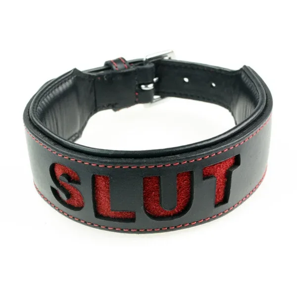 Plesur Leather Collar – “Slut”