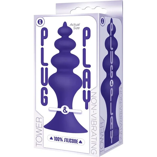 Plug and Play Tower Silicone Butt Plug Waterproof Plum