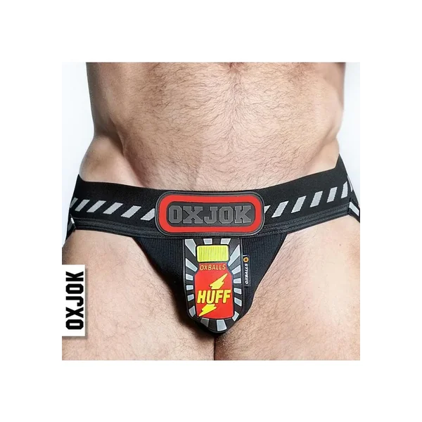 Popper Jock 3D Rubber Huffer Jock – Black/Red – XXLarge