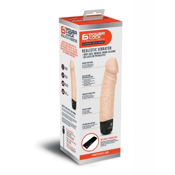 Powercocks 6.5″ Realistic Vibrator – Ivory