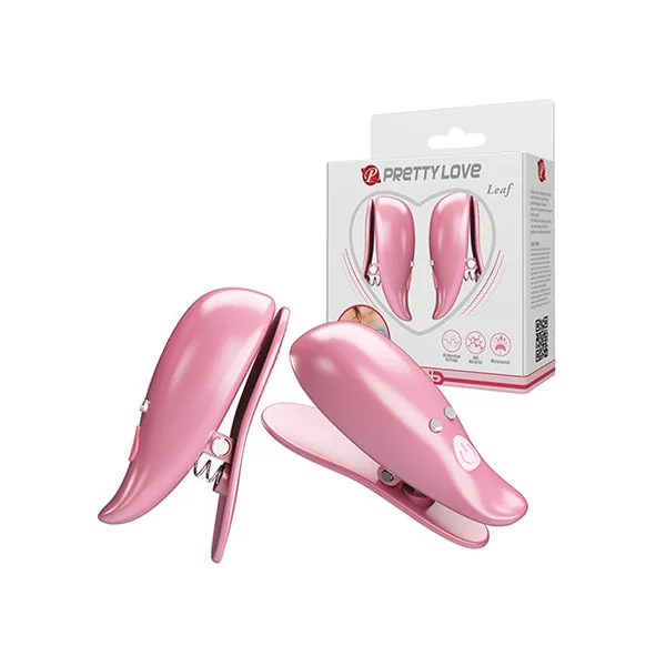 Pretty Love Leaf Wireless Vibrating Nipple Clamps - Pink