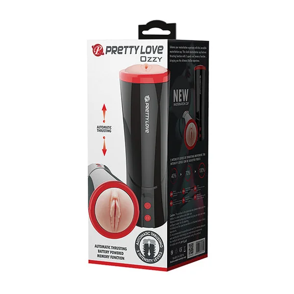Pretty Love Ozzy Thrusting Male Masturbator W-flesh Sleeve - Black