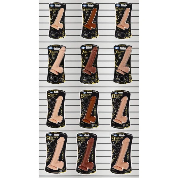PRO SENSUAL PREMIUM SILICONE DONG PLANOGRAM 12PC 6 7 8 9IN