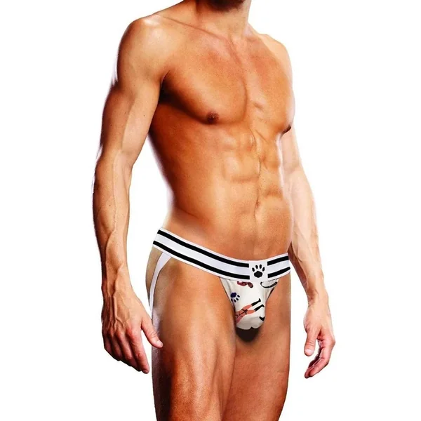 Prowler Leather Pride Jock – Medium – White/Black