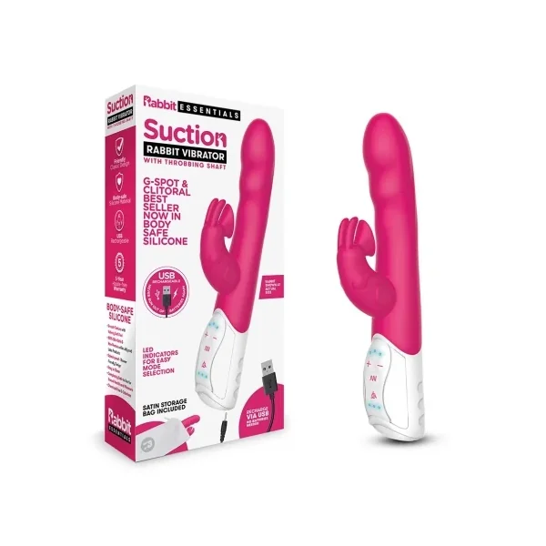 Rabbit Essential Rechargeable Clitoral Suction Rabbit – Hot Pink
