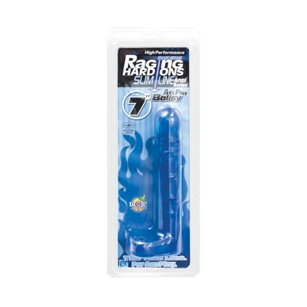 Raging Hard Ons Slimline Anal Series 7 Inch Ass Play Ballsy - Blue