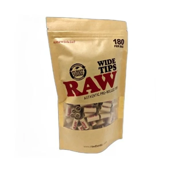 Raw Pre-rolled Wide Tips 180ct Bag