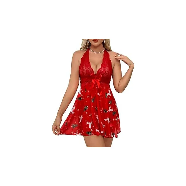 Red Christmas lingerie dress - 045
