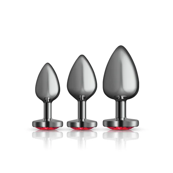 Red Heart Gem Anal Trainer Kit - Gunmetal