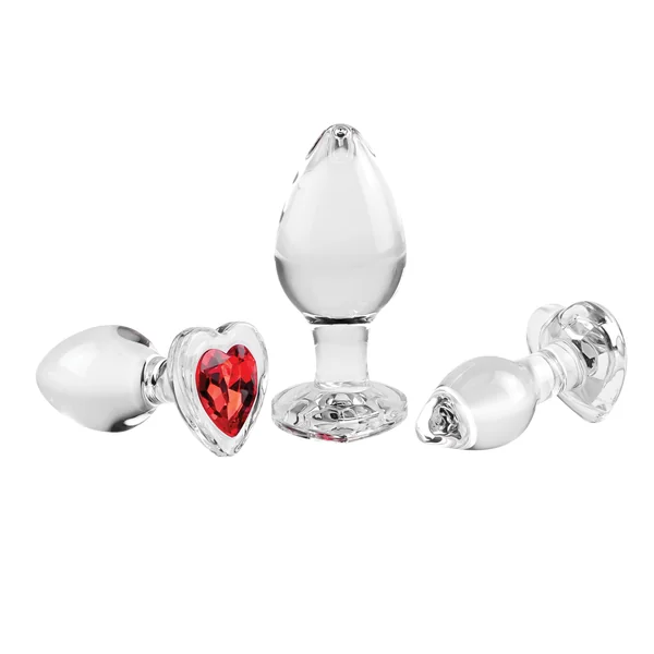 Red Heart Gem Glass Plug Set