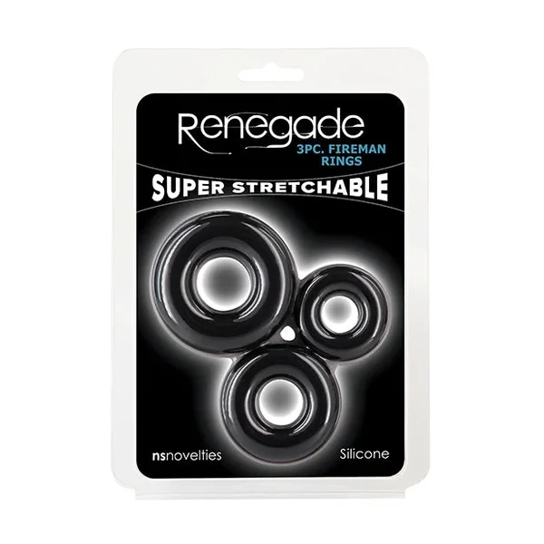 Renegade Fireman Cock Rings – Pack of 3 Black