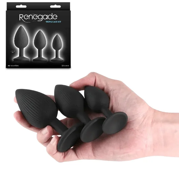 Renegade Triple Ace Silicone Butt Plug Kit 3pc Anal Trainer SET