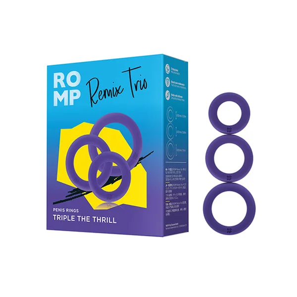 Romp Remix Trio Penis Ring Set Of 3 - Purple