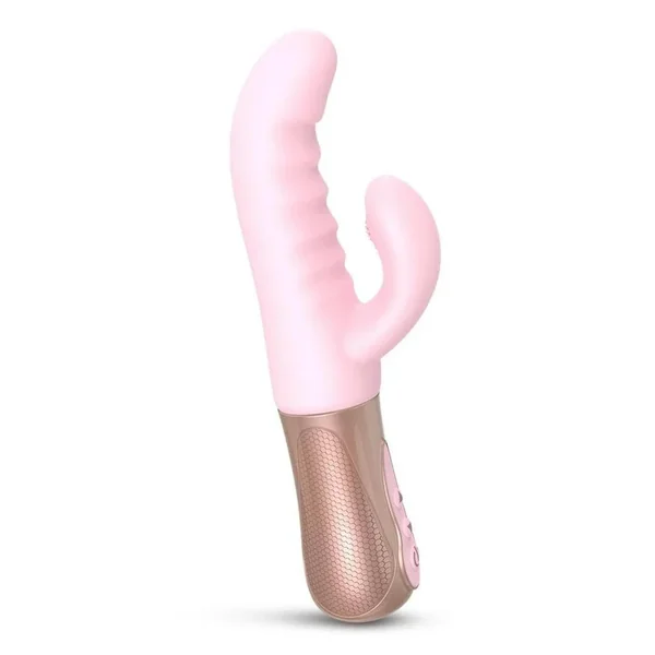 Sassy Bunny Dual Motor Rechargeable Silicone Thrusting Rabbit Vibrator – Baby Pink