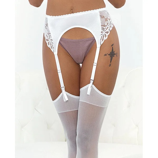 Satin & Lace Garterbelt White X0