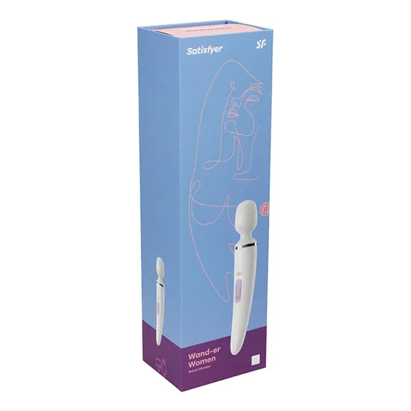 Satisfyer Wand-er Woman Wand Vibrator – White/Chrome